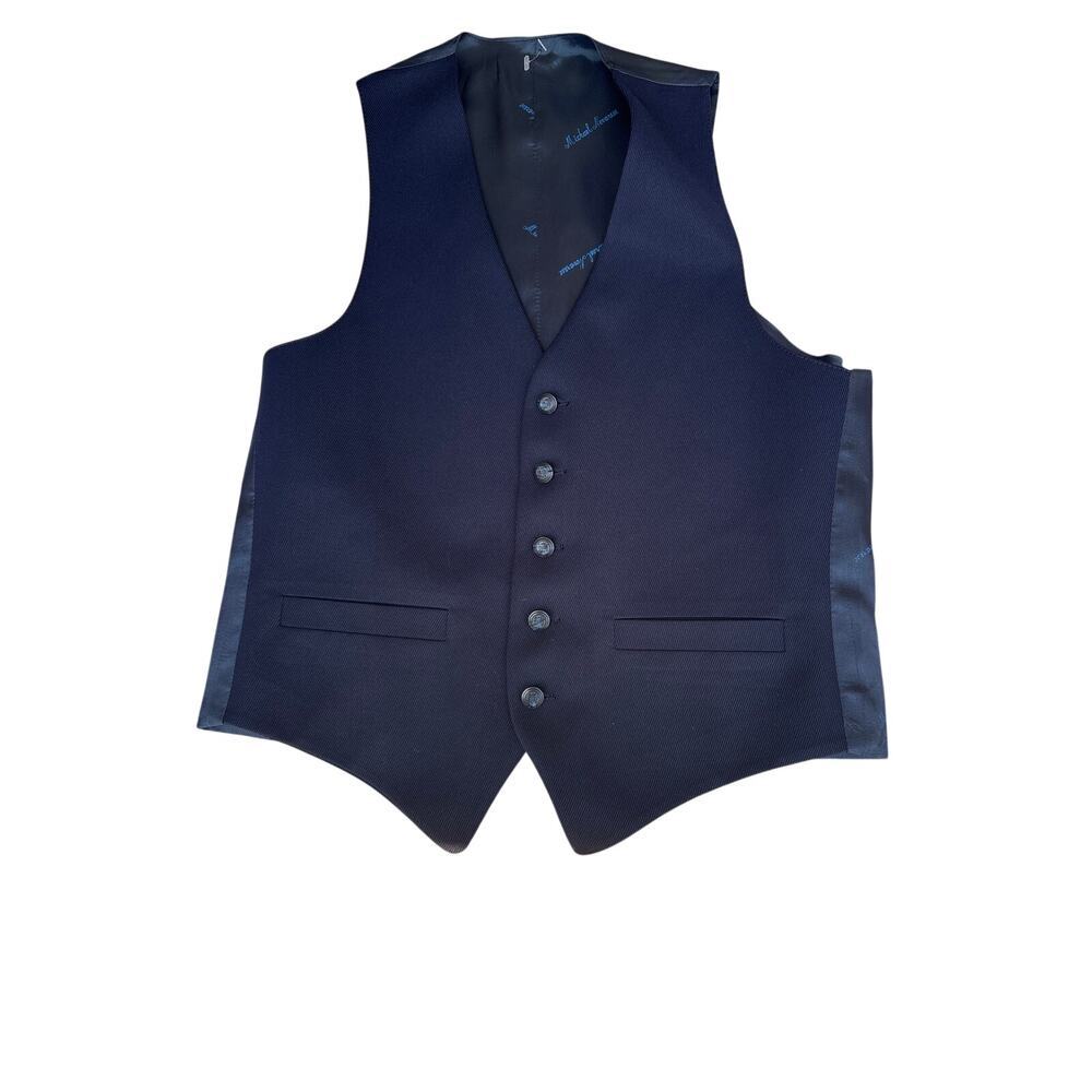 Vintage Michael Novarese Navy Suiting Vest California Couture 1970s 1980s
